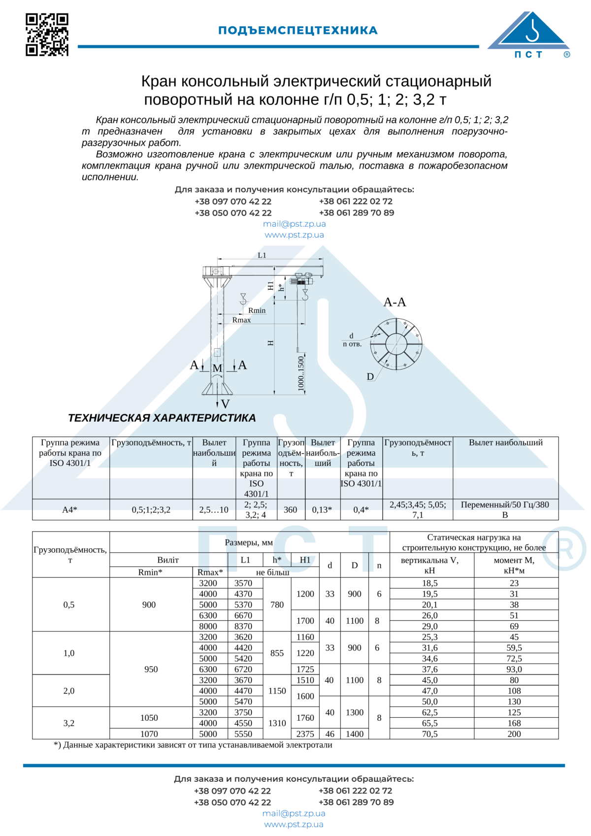 кран консольный на колоне